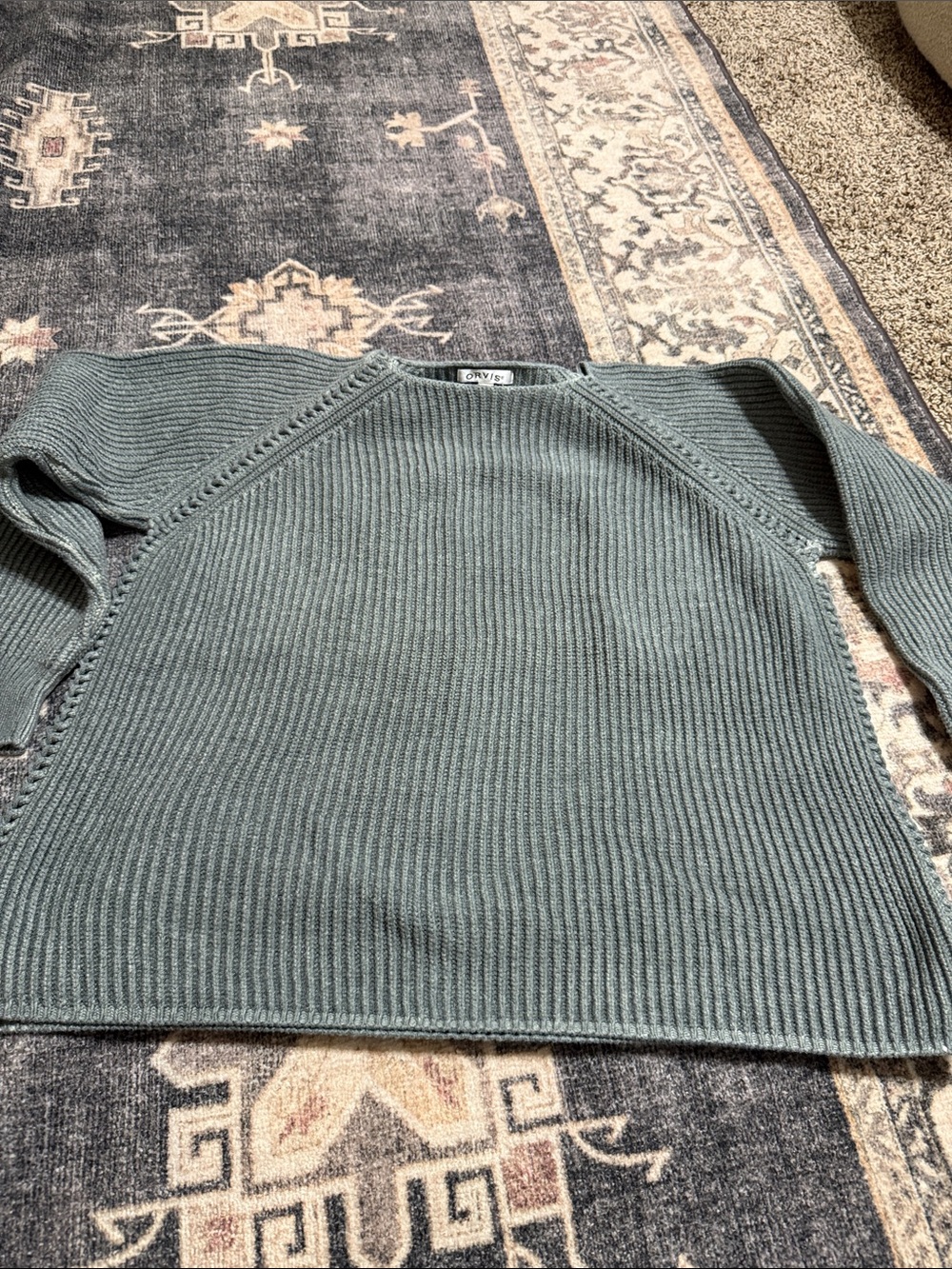 Orvis Ribbed Crewneck Sweater — Sage Green